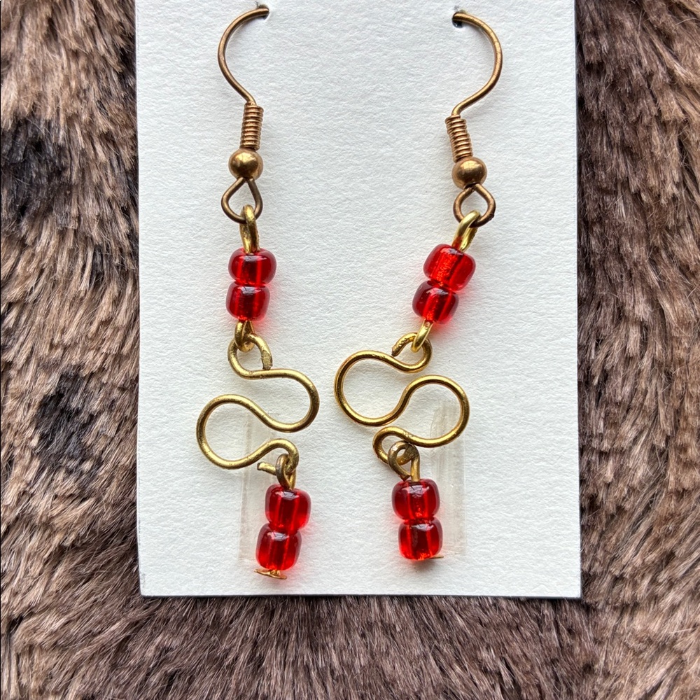 Red Infinity Earrings Handmade - Picture 4 of 15